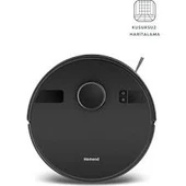Homend Alex Laser 1291H Moplu ve Haritalamalı Akıllı 5 Kpa Robot Süpürge Siyah thumbnail 2