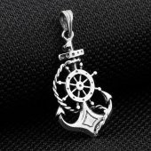 Denizci Çapa Dümen Tasarımlı 925 Ayar Gümüş Kolye Ucu thumbnail 2