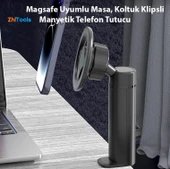 Zhltools Magsafe Uyumlu Masa Koltuk Klipsli Manyetik Telefon Tutucu thumbnail 2
