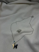 ZARİF ÇELİK KELEBEK KOLYE VE YÜZÜK HEDİYESİ - 1