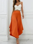 Kadın Yüksek Belli Geniş Paçalı Yanlardan Açık Sandy Pantolon thumbnail 6