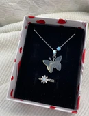 ZARİF ÇELİK KELEBEK KOLYE VE YÜZÜK HEDİYESİ - 2