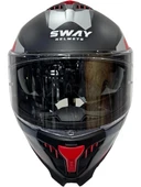 Sway Kask Sway Sw 865 Tıtan Black White Red Güneş Gözlüklü thumbnail 5
