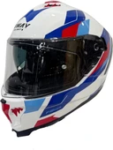 Sway Kask Sway Sw 865 Tıtan White Blue Red Güneş Gözlüklü thumbnail 5