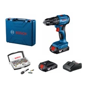 Bosch Gsb 185-LI 2 x 2.0AH Çift Akülü Darbeli Matkap + 32 Parça Bits Uç Seti - 1