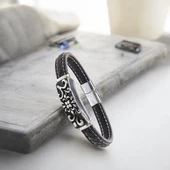 Çelik Ve Deri Bileklik 31831B2D21 thumbnail 2