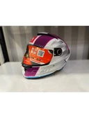 Mt Helmets Kask Mt Thunder 4 Sv Tears C8 Parlak Inci Beyaz/Pembe - 1