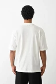 Unisex Baskılı Oversize T-Shirt - Beyaz thumbnail 4