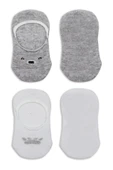 Bistyle 2'Li Babet Cute Face Penye Çorap 30103 Gri Beyaz - 4