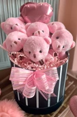 Premium Silindir Hediye Kutusunda, Kalpli Balonlu 6’lı Pembe Ayıcık Buketi thumbnail 2