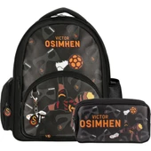 3 Bölmeli Victor Osimhen Suni Deri Okul Çantası + Kalemlik thumbnail 1