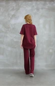 Osy Modal Yumuşak Dokulu Kumaş Bisiklet Yaka Taş Detaylı Kısa Kollu Takım - Bordo thumbnail 2