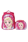Kız Çocuk Full Pembe Tek Elsa Figürlü ilkokul Anaokulu Beslenme Ve Okul Çantası Seti - 1