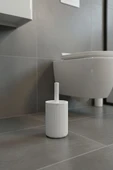 Lines Serisi Beyaz Akrilik Tuvalet Fırçası – Silindir Standlı, 34cm, Kolay Temizlik - 3376 - 6