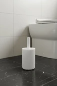 Lines Serisi Beyaz Akrilik Tuvalet Fırçası – Silindir Standlı, 34cm, Kolay Temizlik - 3376 - 3
