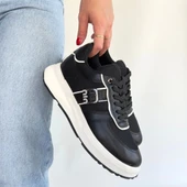 Tanwe Siyah Cilt Bağcıklı Spor Ayakkabı - 4