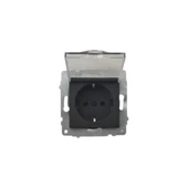 Ovivo Grano Metalik Siyah Kapaklı Topraklı Priz - 1