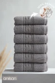 6'lı Greek Antrasit El Havlusu - 50x90 Cm, 225 Gr, %100 Pamuk, Spa Ve Otel Havlusu, Günlük Kullanıma Uygun - 1