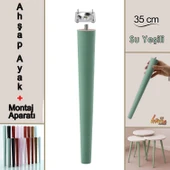 Ahşap Ayak 35 Cm Su Yeşili M8 Civatalı Bağlantı Aparatlı Mobilya Tabure Sehpa Masa Destek Ayağı thumbnail 1