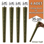 4 Adet Ahşap Ayak 35 Cm Orman Yeşili M8 Civatalı Bağlantı Aparatlı Mobilya Tabure Sehpa Masa Destek Ayağı thumbnail 1