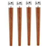 4 Adet Ahşap Ayak 35 Cm Açık Meşe M8 Civatalı Bağlantı Aparatlı Mobilya Tabure Sehpa Masa Destek Ayağı thumbnail 6