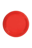 Yılbaşı Masası Için Tabak Plastik Yuvarlak 22 Cm Kırmızı thumbnail 3