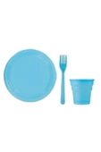 Mavi Plastik Tabak - Bardak - Çatal Seti 25 Kişilik - 1