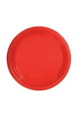 Yılbaşı Masası Için Tabak Plastik Yuvarlak 22 Cm Kırmızı thumbnail 2