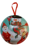 7 cm Kardan Adam ve Noel Baba Motifli Lüks Metal Ağaç Süsü içine hediye konulabilr top - 1