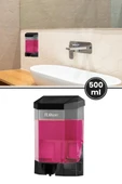 Duvara Monte Siyah Sıvı Sabunluk F032S, Mutfak Banyo Duş Şampuan Dezenfektan Sabun Dispanseri 500 ml - 1
