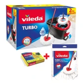 Vileda Turbo Pedallı Temizlik Seti + Yedek Mop + 2 li sünger - 1