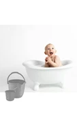 2’li Bebek Banyo Su Kovası ve Maşrapası Seti, Saplı Oluklu Kova 13lt ve Maşrapa 1,5lt Set Gri thumbnail 4