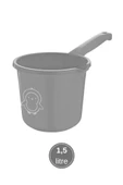 2’li Bebek Banyo Su Kovası ve Maşrapası Seti, Saplı Oluklu Kova 13lt ve Maşrapa 1,5lt Set Gri thumbnail 3