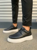 JY03 Luxor Bağcıklı Cilt Erkek Günlük Spor Klasik Ayakkabı CBT - Siyah thumbnail 2