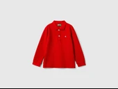 Erkek Bebek Kırmızı Logolu Uzun Kol Polo T-Shirt %100 PAMUK - 1