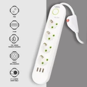 VEA VA-21560 Beyaz Akım Korumalı Grup Priz 4'Lü 3 USB Girişli 1.5 Metre Anahtarlı - 6