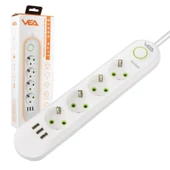 VEA VA-21560 Beyaz Akım Korumalı Grup Priz 4'Lü 3 USB Girişli 1.5 Metre Anahtarlı - 3