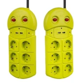 VEA VE-970USB Akım Korumalı Grup Priz 6'Lı 2 USB Girişli 1.5 Metre 2 Anahtarlı - 3
