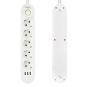 VEA VA-21562 Beyaz Akım Korumalı Grup Priz 5'Li 3 USB Girişli 1.5 Metre Anahtarlı - 4