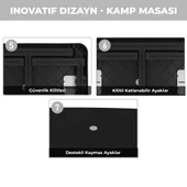 Pikas Büyük Boy Katlanabilir Taşıma Kulplu Portatif Plastik Kamp Ve Balkon Sehpası ( 68X48X55 cm ) - 5