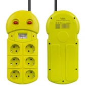 VEA VE-970B Akım Korumalı Grup Priz 6'Lı 2 USB Girişli 1.5 Metre 2 Anahtarlı Analog Voltmetreli - 2