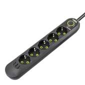 VEA VA-21561 Siyah Akım Korumalı Grup Priz 5'Li 3 USB Girişli 1.5 Metre Anahtarlı - 4