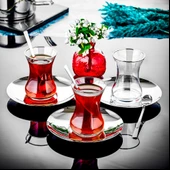 Özlife ela platin çay seti - 12 parça çay seti takımı (kaşıksız) thumbnail 1