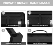 Pikas Büyük Boy Katlanabilir Taşıma Kulplu Portatif Plastik Kamp Ve Balkon Sehpası ( 68X48X55 cm ) - 4