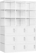SONGMICS Ayakkabı Kutuları, 18'li Set, Plastik Kutular, Spor Ayakkabılar için, 44 Bedene Kadar Ayakkabılar için, 9 Şeffaf Kutu ve 9 Beyaz Kutu LSP009W01 Outlet - 1