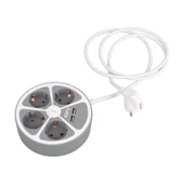 VEA VE-G604YU Yuvarlak Grup Priz 4'Lü 2 USB Girişli 1.5 Metre Anahtarlı - 1