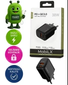 MobiLX M-02 38W Çift Portlu PD + QC 3.0 Hızlı Şarj Adaptörü | USB-A & Type-C - 1