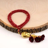 Laleli Güllü Tesbih Bordo (99lu - 6mm) - 1