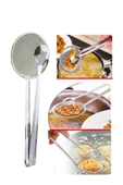 10x28 cm Süzgeçli Kızartma Maşası Çelik Kevgir Mangal Maşalı Haşlama Kevgiri Yağ Süzme Kaşığı thumbnail 1