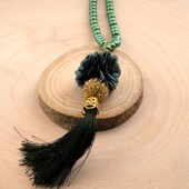 Mini Taşlı Güllü Tesbih Yeşil (99lu - 6mm) - 2